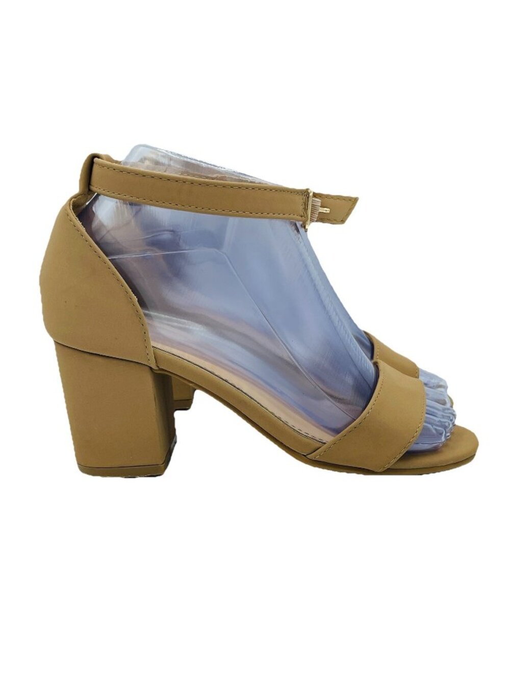 Top Moda Womens Shoes Size 6.5 Taupe Block Heels Ankle Strap Sandals Open Toe